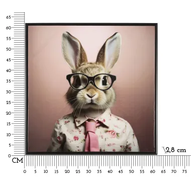 MALOWANY OBRAZ NA PÓŁNIE LACCATO BUNNY Z RAMĄ 62,5 2,8 62,5 cm